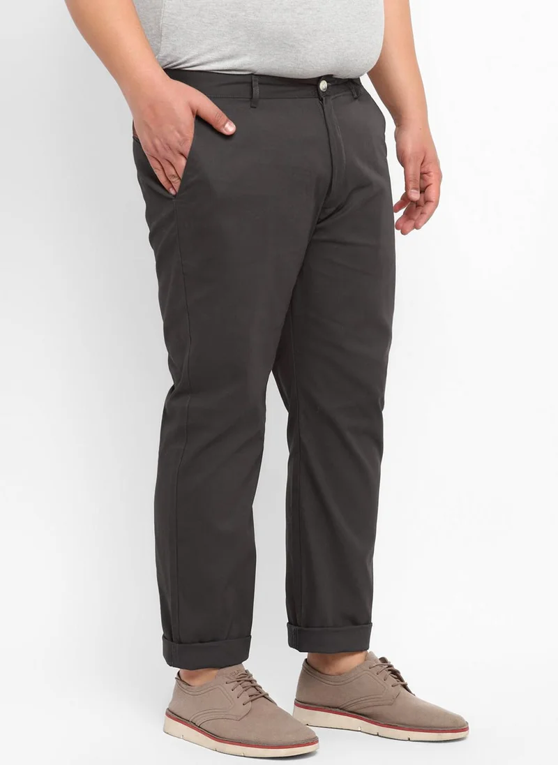 Urbano Fashion  Urbano Plus Men's Grey Cotton Regular Fit Casual Chinos Trousers for Men | Best Price UAE